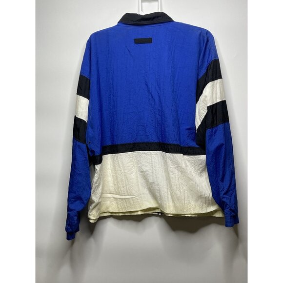 Vintage 90s PIERRE CARDIN Windbreaker Track Jacket Nylon Blue Black White XL - Picture 6 of 10